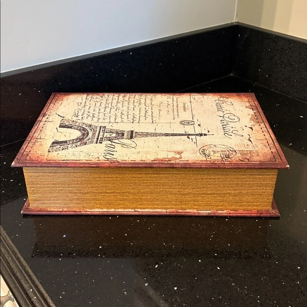 Vintage Inspired Faux Book Storage Riser Paris World Map Shabby Chic Cottagecore - Picture 6 of 13